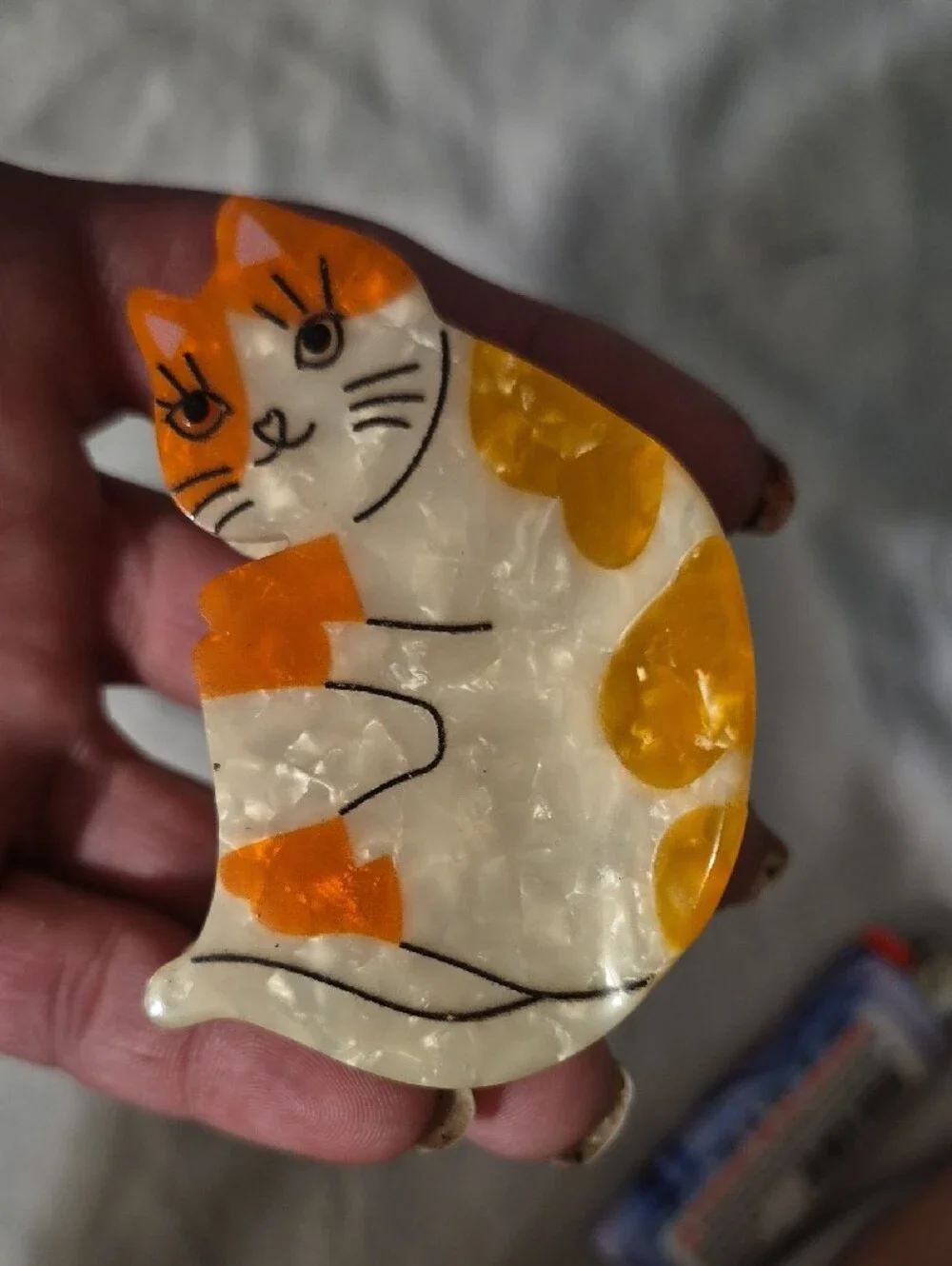 Unknown Brand Orange & White Cat Decorative Hair Clip
